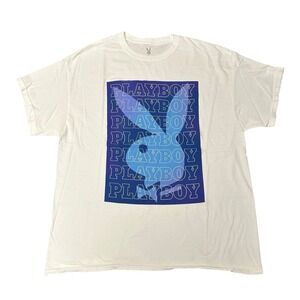 Playboy Men's Graphic T Shirt‎ White Bunny Oversized Medium